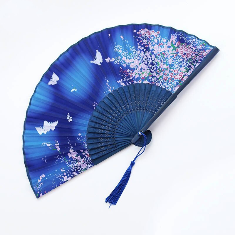Abanico-japones-tradicional-azul-con-mariposas
