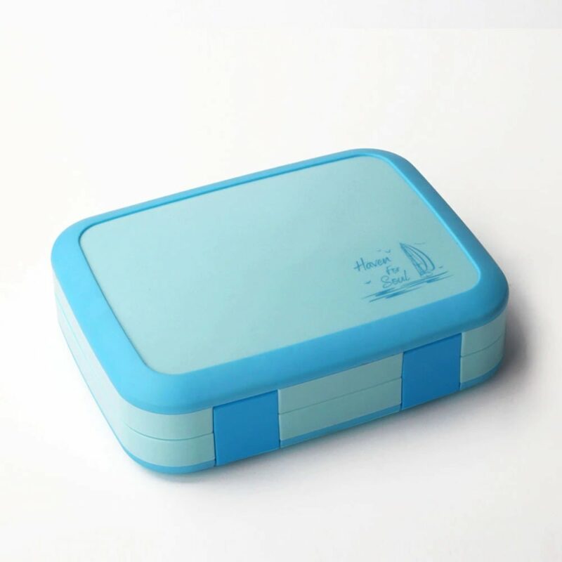 Bento box con muchos compartimentos azul foto 4