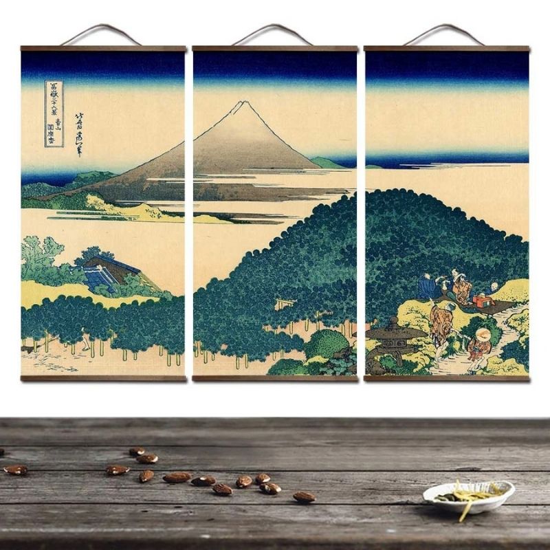 Rodillo japanés Monte Fuji y árboles