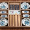 Vajilla japonesa tradicional con flores azules foto 1