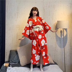 kimono-rojo-mujer-japones
