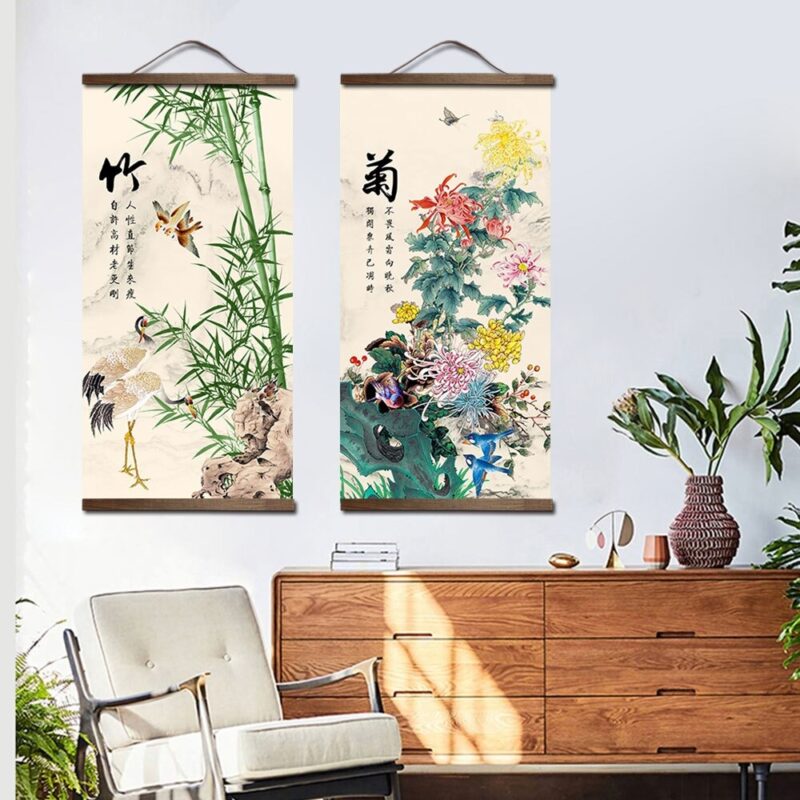 Cuadro con flores estilo japonés