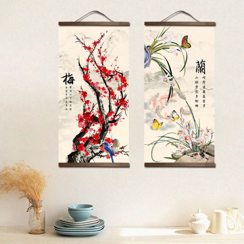 Cuadro con flores estilo japonés imagen 5