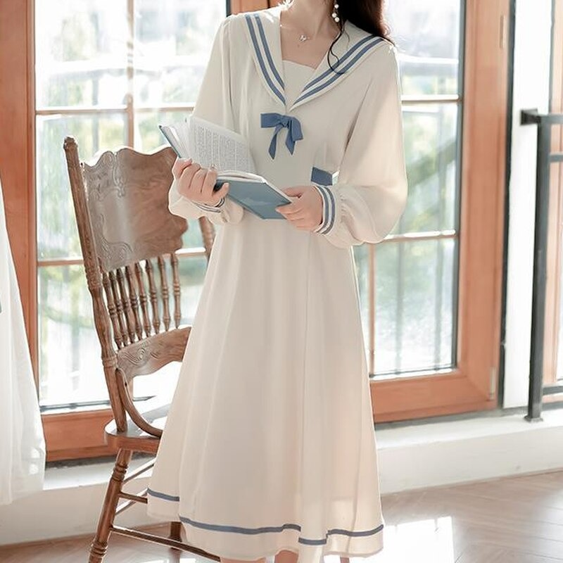 Vestido japonés blanco kawaii imagen 5