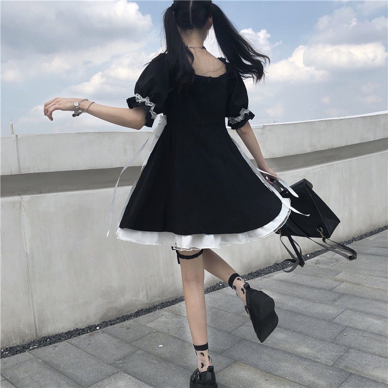 Vestido japonés negro Harajuku imagen 5