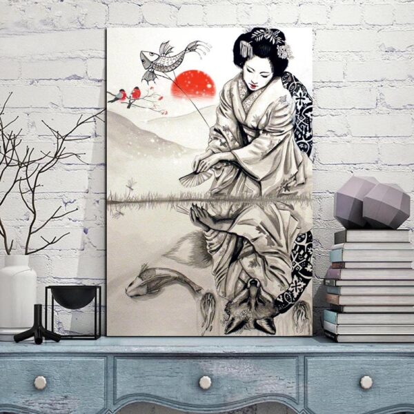 cuadro japonés tradicional geisha