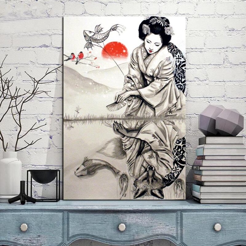 cuadro japonés tradicional geisha