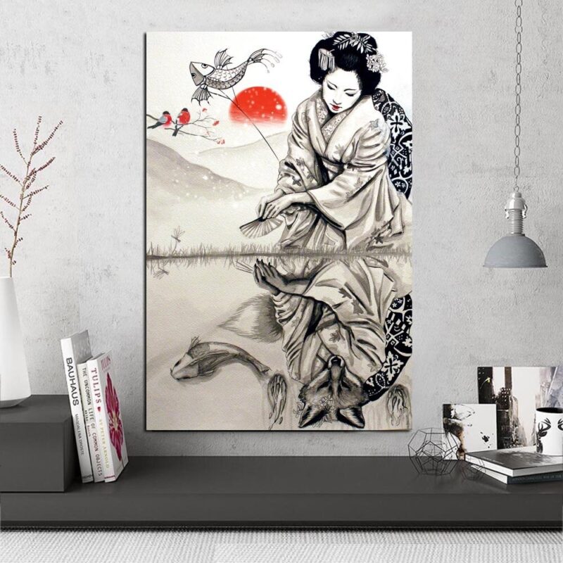 cuadro japonés tradicional geisha imagen 5