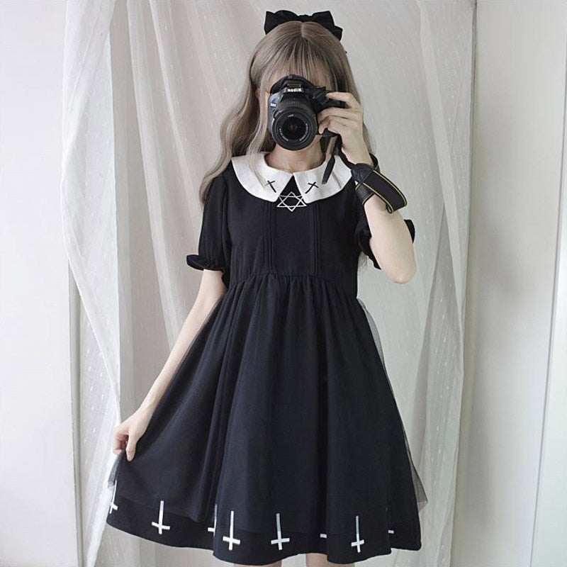 Vestido gótico japonés negro